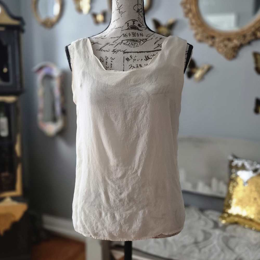SilkLand Cream Sleeveless Blouse